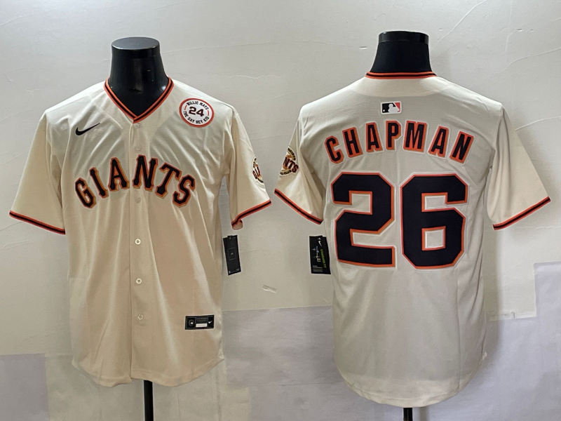 Men 2025 San Francisco Giants 26 Chapman cream Nike MLB Jersey style 2